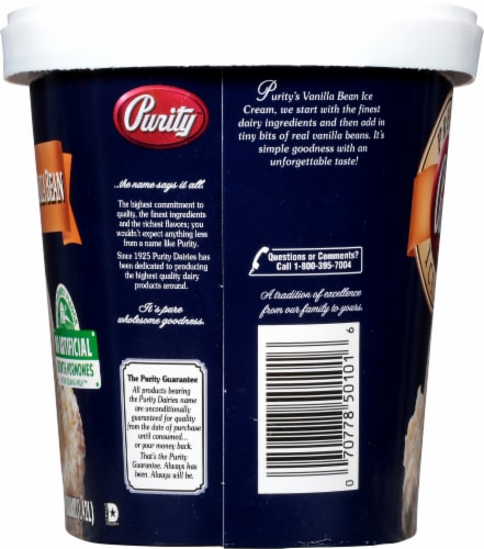 Purity All Natural Vanilla Bean Ice Cream Tub Perspective: right