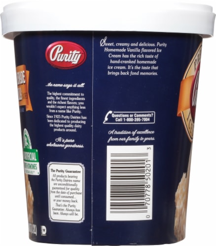 Purity Homemade Vanilla Ice Cream Tub Perspective: right