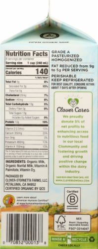 Clover Farms® Organic 2% Reduced Fat Milk Perspective: right