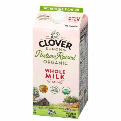 Clover Sonoma Organic Whole Milk 0.5 gal Perspective: right