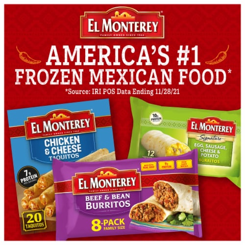 El Monterey® Family Size Beef & Bean Frozen Burritos Perspective: right