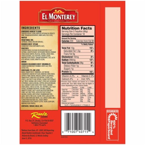El Monterey® Beef & Cheese Flour Taquitos Value Pack Perspective: right