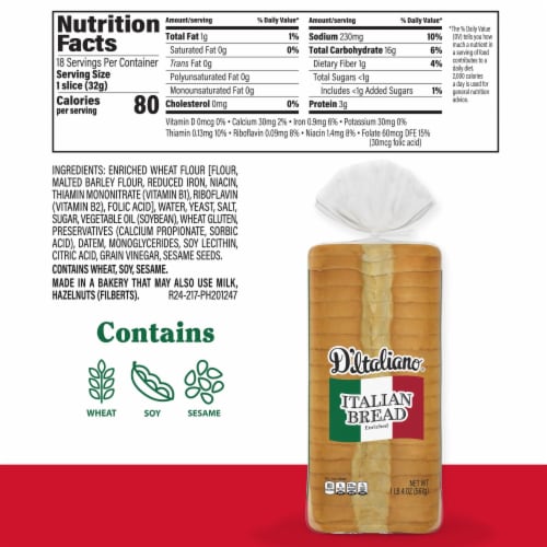D'Italiano® Enriched Italian Bread Perspective: right