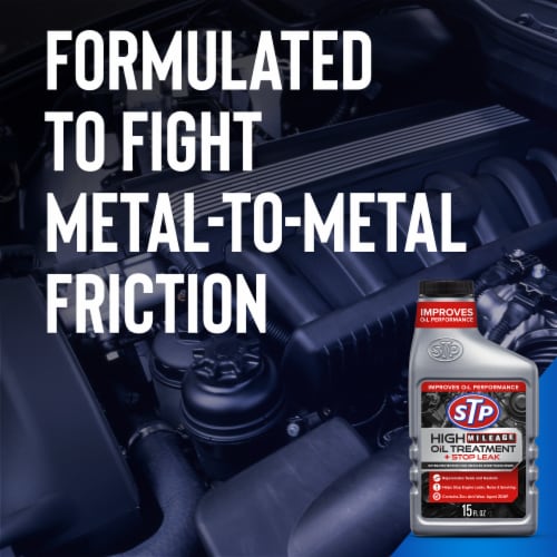 STP High Mileage Oil Treatment + Stop Leak Perspective: right