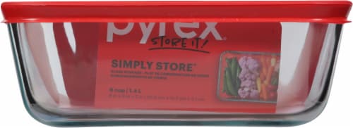Pyrex® 6-Cup Covered Glass Storage Dish - Red/Clear Perspective: right