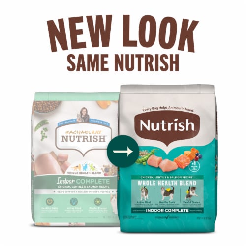 Nutrish Indoor Complete Chicken, Lentils & Salmon Recipe Dry Cat Food 14 lb. Bag (Rachael Ray) Perspective: right
