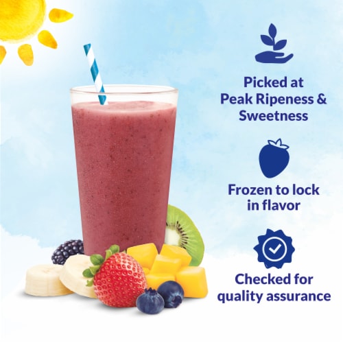 DOLE CRAFTED SMOOTHIE BLENDS® Banana Mango Berry with Kiwi Pre-Portioned Frozen Fruit Bags Perspective: right