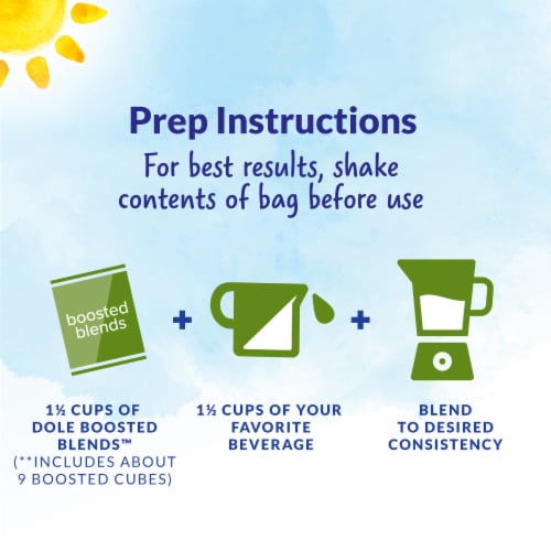 DOLE BOOSTED BLENDS® Energize Pineapple Mango Smoothie Frozen Fruit Perspective: right