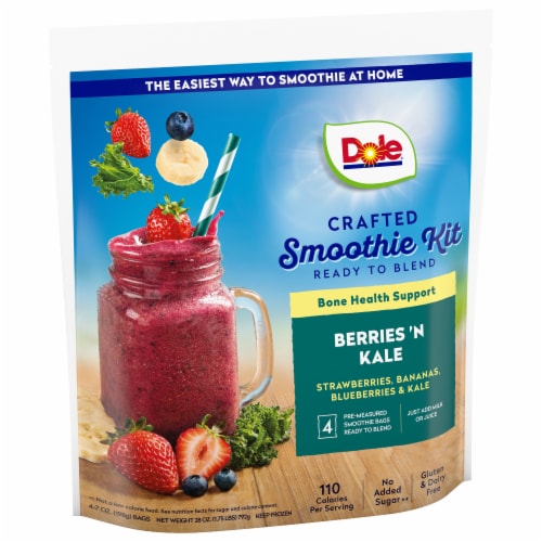Dole Crafted Berries 'N Kale Smoothie Mix 4 - 7 oz Bags Perspective: right