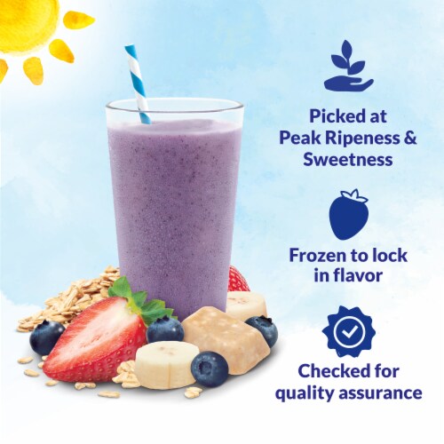 DOLE CRAFTED SMOOTHIE BLENDS® Mixed Berry Oatmeal Pre-Portioned Frozen Fruit Bags Perspective: right