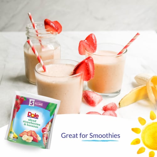 DOLE® Frozen Sliced Strawberries and Bananas Pre-Portioned Frozen Fruit Bags Perspective: right
