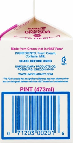 Umpqua Dairy Old Fashioned Heavy Whipping Cream Perspective: right