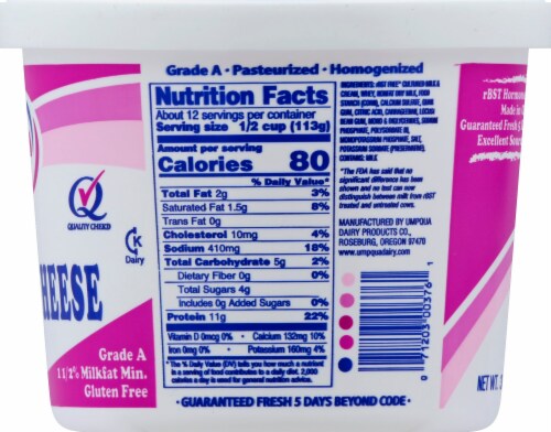 Umpqua Dairy Low Fat Cottage Cheese Perspective: right