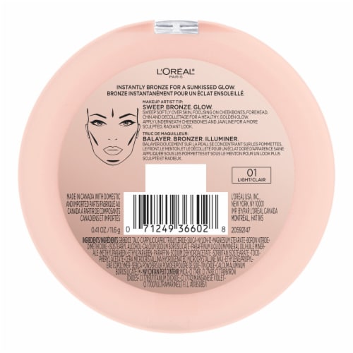 L'Oreal Paris True Match Lumi Bronze It Bronzer For Face and Body 01 Light Perspective: right