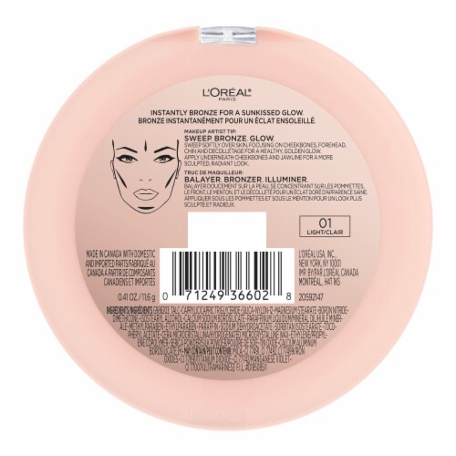 L'Oreal Paris True Match Lumi Bronze It Bronzer For Face and Body 01 Light Perspective: right