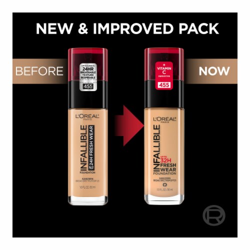 L'Oreal Paris Infallible Foundation 32 Hour Fresh Wear Lightweight 505 Toffee Perspective: right