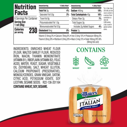 Maier's Premium Italian Plain Hoagie Rolls Perspective: right