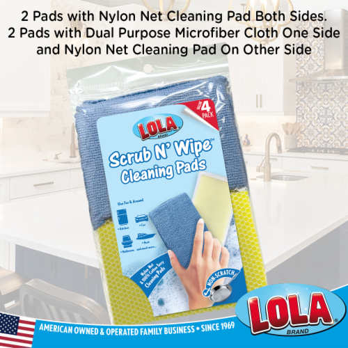 LOLA Microfiber Cloth with Nylon Net & All Nylon Net Both Side Cleaning Pads Perspective: right