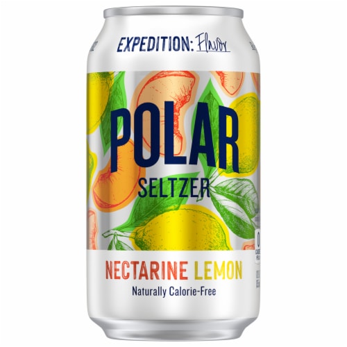 Polar Nectarine Lemon Flavored Seltzer Water Cans Perspective: right