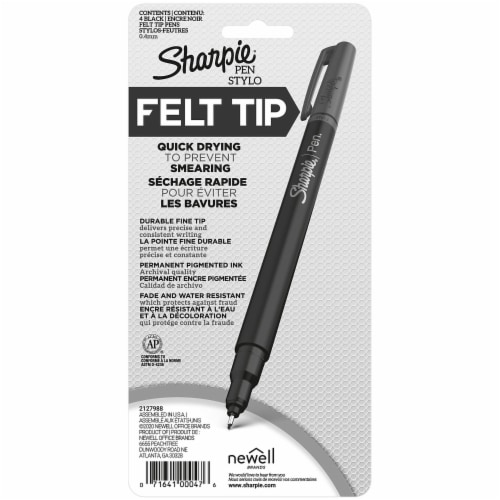 Sharpie Pen. Felt Pens Fine Point Black Ink 4 Pack (1742661