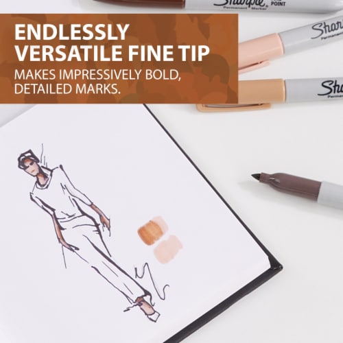 Sharpie® Permanent Markers, Portrait Colors, Fine Point, Assorted, 12 Count Perspective: right