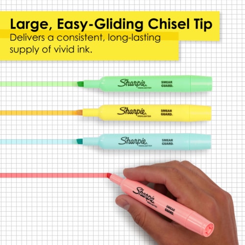 Sharpie® Tank Highlighters, Mild Pastel Colors, Assorted, Chisel Tip, 6 Count Perspective: right