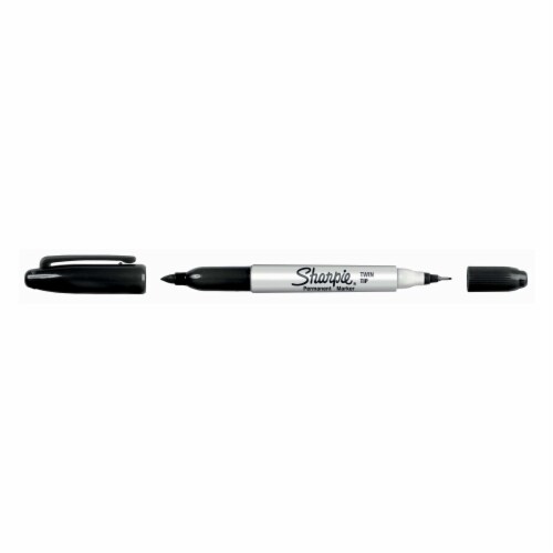 Sharpie® Permanent Markers, Twin Tip, Fine and Ultra Fine Points, Black, 1 Count Perspective: right