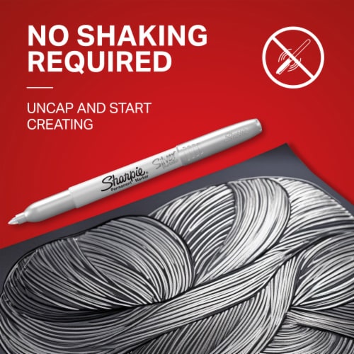 Sharpie® Metallic Permanent Markers, Fine Point, Silver, 2 Count Perspective: right