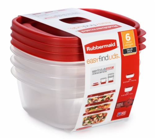 Rubbermaid® EasyFindLids™ Food Storage Containers - Racer Red/Clear Perspective: right