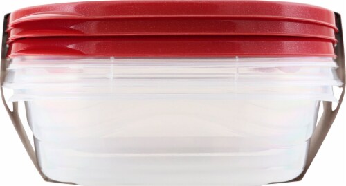 Rubbermaid Take Alongs Rectangular Food Storage Containers - 3 Pack - Clear/Red Perspective: right