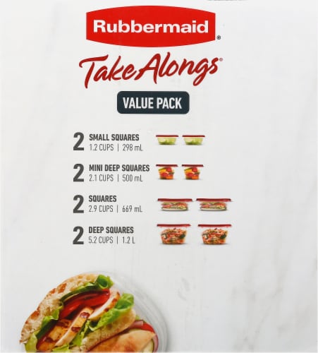 Rubbermaid TakeAlongs 2.9 Cup Sandwich Food Storage Container, 4 Pack