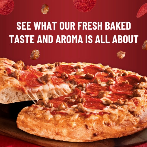 DiGiorno Frozen Pizza Rising Crust Three Meat Pizza Perspective: right