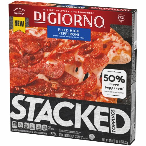 DIGIORNO Stacked Toppings Piled High Pepperoni Frozen Pizza Perspective: right