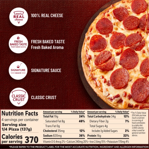 DiGiorno Classic Crust Pepperoni Pizza on a Crispy Thin Crust Perspective: right