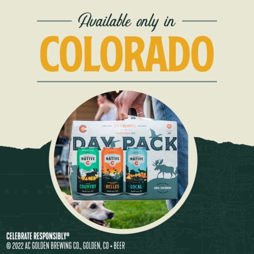 Colorado Native Day Pack Pale Lager Beer Cans Perspective: right