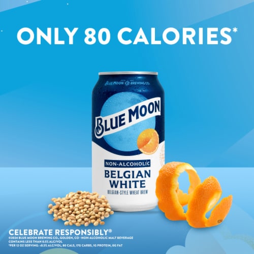 Blue Moon Non Alcoholic Belgian Style Wheat Beer Perspective: right