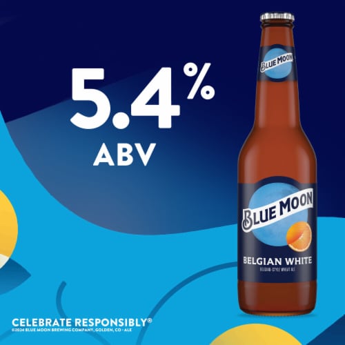 Blue Moon Belgian-Style Ale White Wheat Beer Perspective: right