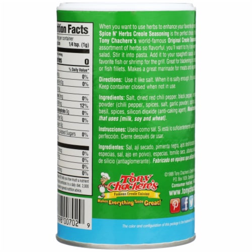 Tony Chachere's® Spice N' Herbs Seasoning Perspective: right