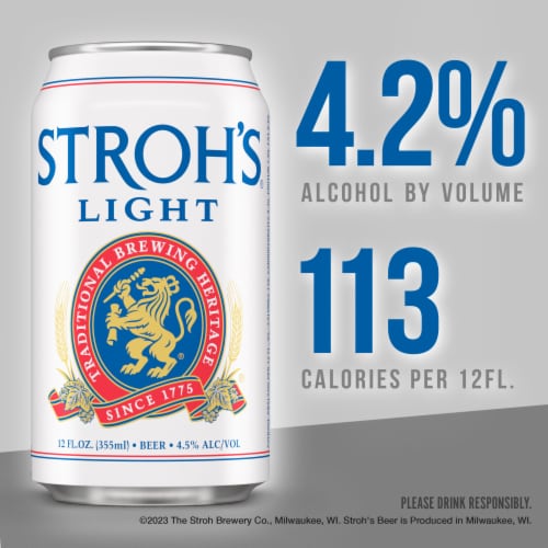 Stroh's® Light Lager Beer Perspective: right