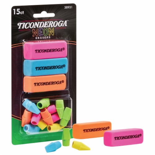 Ticonderoga® Multi-pack Assorted Neon Erasers Perspective: right
