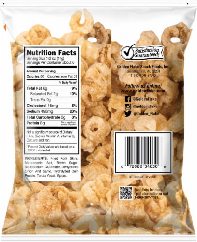 Golden Flake Curly Q's Fried Pork Skins Perspective: right