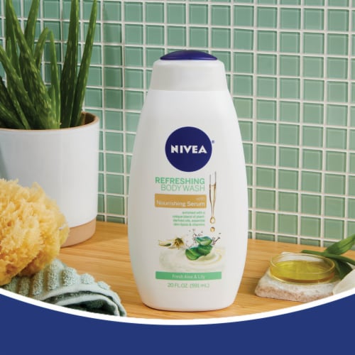 NIVEA Refreshing Fresh Aloe and Lily Body Wash with Nourishing Serum