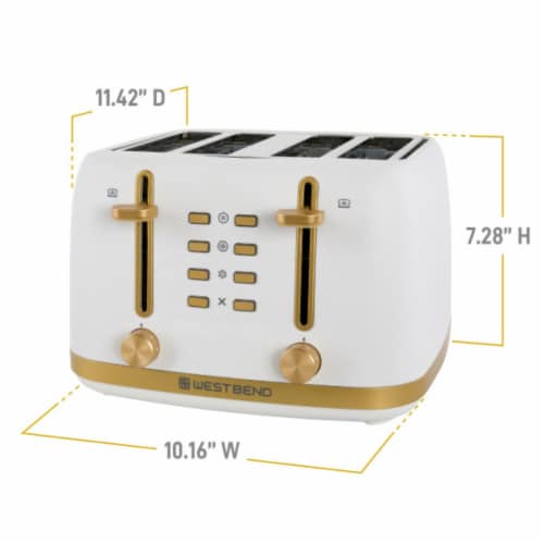 Westbend Timeless 4-Slice Toaster - White/Gold Perspective: right