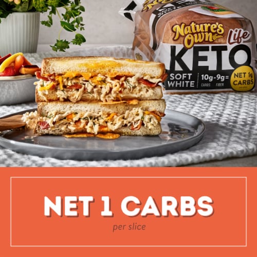 Nature's Own Life Keto Soft White Bread Net 1 Carb Sliced White Keto Bread Perspective: right