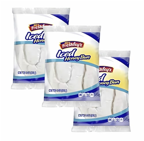 Mrs. Freshley's Honey Buns Variety Pack | Chocolate, Iced, Glazed and Jelly | 4 oz. each | 12 Perspective: right