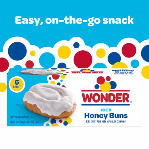 Wonder Iced Honey Buns, Individually Wrapped Iced Pastry Snacks Perspective: right
