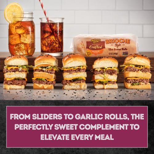 Nature's Own Perfectly Crafted Brioche Style Butter Rolls Non-GMO Dinner Rolls Perspective: right