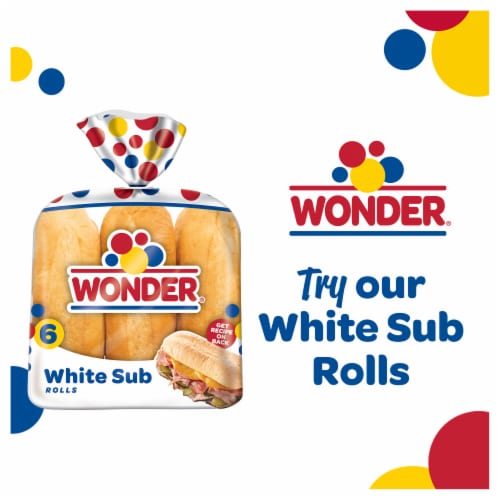 Wonder Bread Philly Steak Rolls, White Bread Sub Rolls, 6 Count Perspective: right