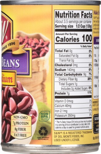 S&W® Low Sodium Premium Kidney Beans Perspective: right