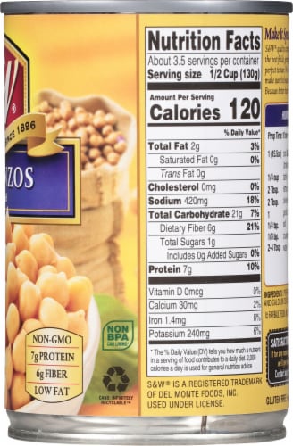S&W® Premium Garbanzo Beans Perspective: right